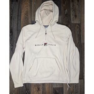 Fila Biella Italia Fleece Hoodie Mens Large Quarter Zip Pullover Sweatshirt